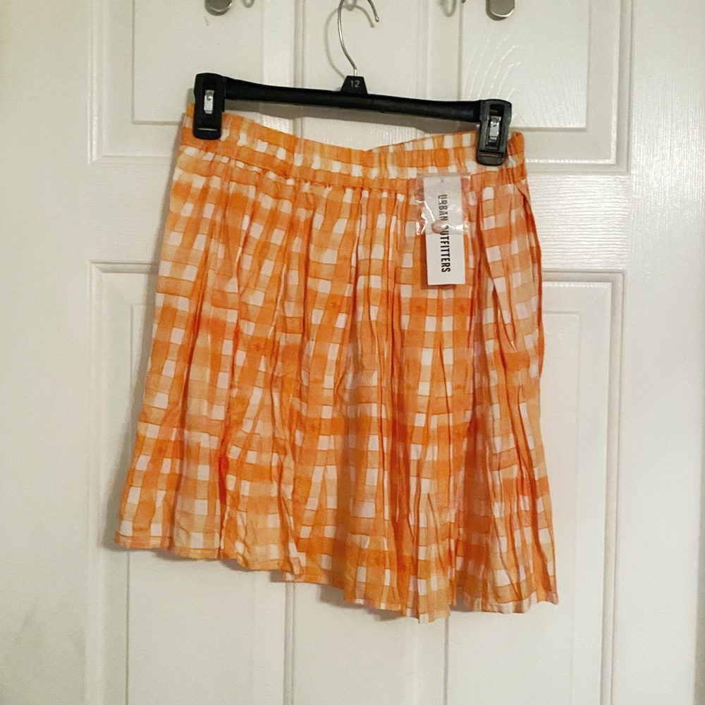 Urban Outfitters Orange vintage wash plaid button skirt